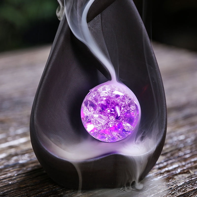 Purple Sand Valentine's Day LED Incense Burner Creative Love Couple Backflow Incense Holder for Home Decoration Ornaments