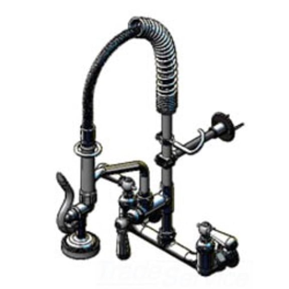 T&S Brass MPZ-8WCN-06 Mini-PRU: 8 Wall Mount, B-0107, 6 Add-On Swing Nozzle, Club Handles, Wall Bracket