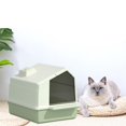 thumbnail image 1 of Caja de arena portátil perfecl para gatos con tapa grande Verde, 1 of 8