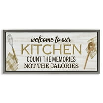 Stupell Industries Count Memories Not Calories Food & Beverage Painting Gray Floater Framed Canvas Art Print Wall Art, 15 x 31