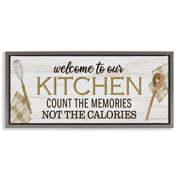 Stupell Industries Count Memories Not Calories Food & Beverage Painting Gray Floater Framed Canvas Art Print Wall Art, 15 x 31