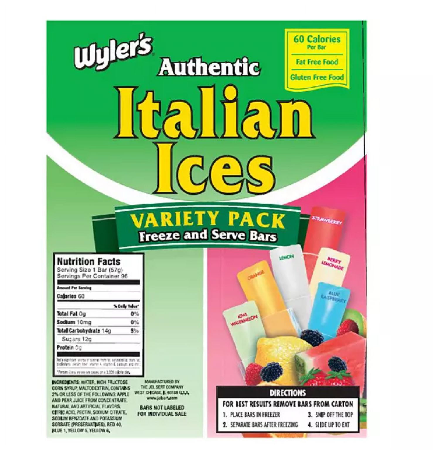 Wyler's Authentic Italian Ices 96 Pack 2oz Each