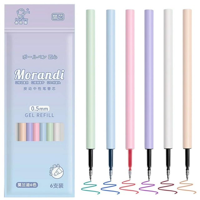 Colored Gel Pens For Note Taking 6PCS Pastel Gel Pens Colored Ink & No Smear Retractable Cute Pen Fine Point 0.5mm For Journaling Aesthetic Gel Ink Pen Smooth Writing1ml