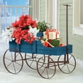 thumbnail image 2 of Collections Etc Amish Wagon Decorative Indoor/Outdoor Garden Backyard Planter, Blue, 2 of 3