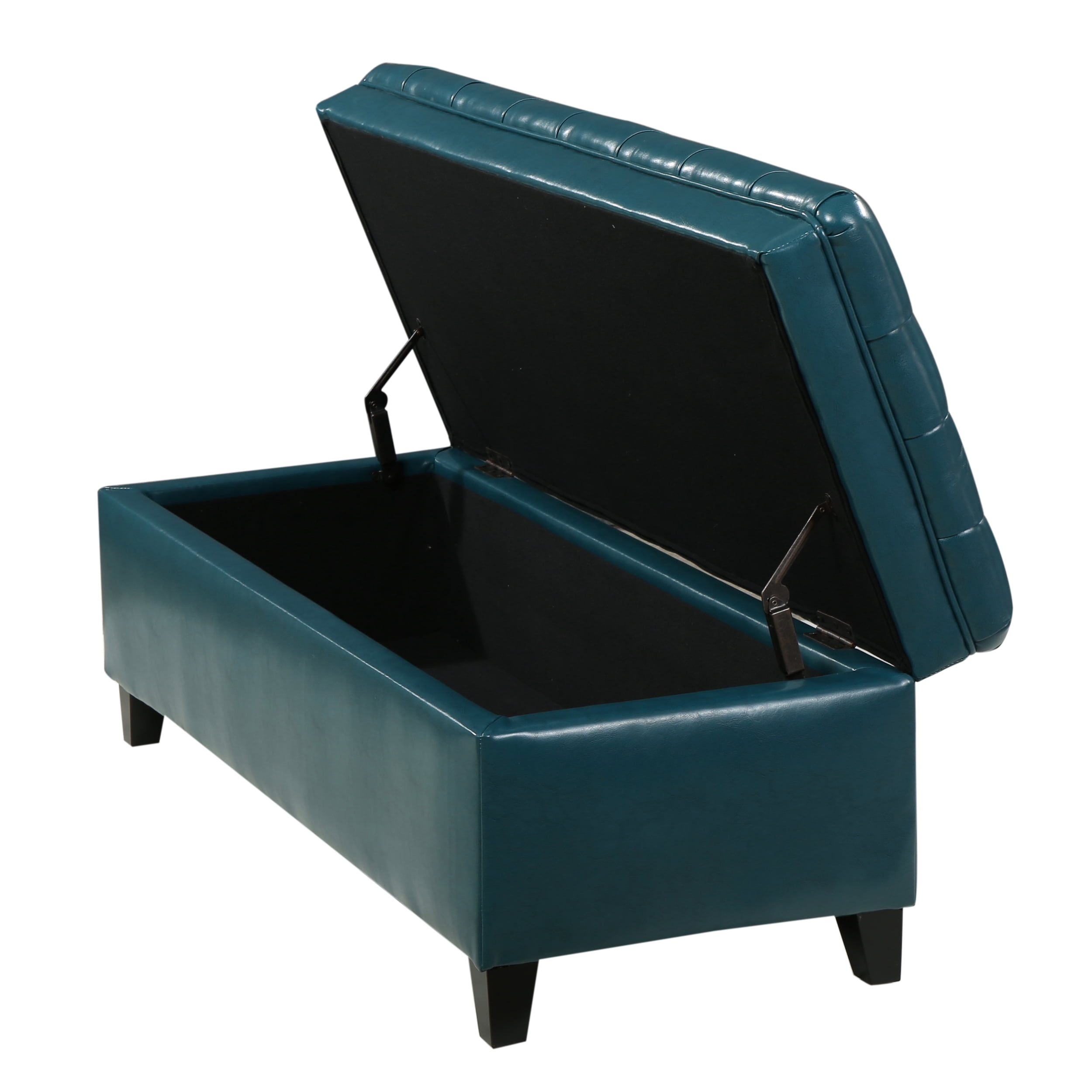 Noble House Barton Tufted Faux Leather Storage Ottoman, Teal