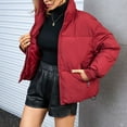 thumbnail image 3 of Womens Winter Quilted Jackets Long Sleeve Full Zip Jacket Coats With Pockets Women Jacket Coat Jean Vest Women Maternity Jacket for Women plus Size Winter Jackets Coats Leather for Women Womens 2t, 3 of 5