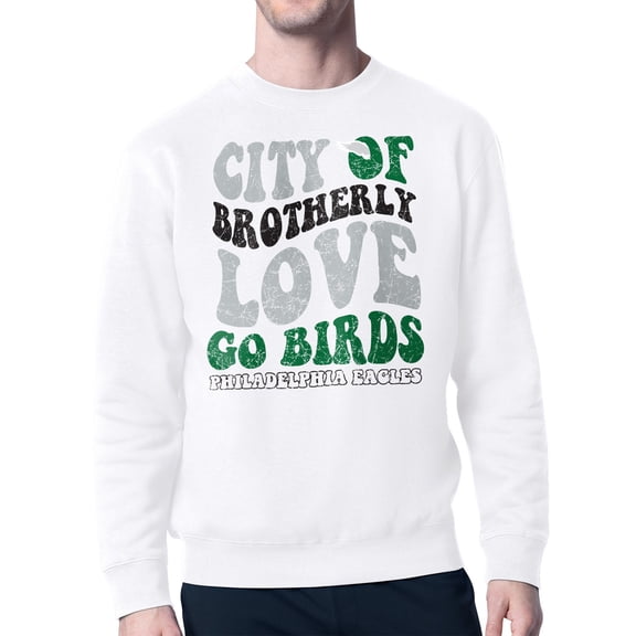 Men's-Starter White Philadelphia Eagles Distressed Retro City of Brotherly Love Pullover Sweatshirt