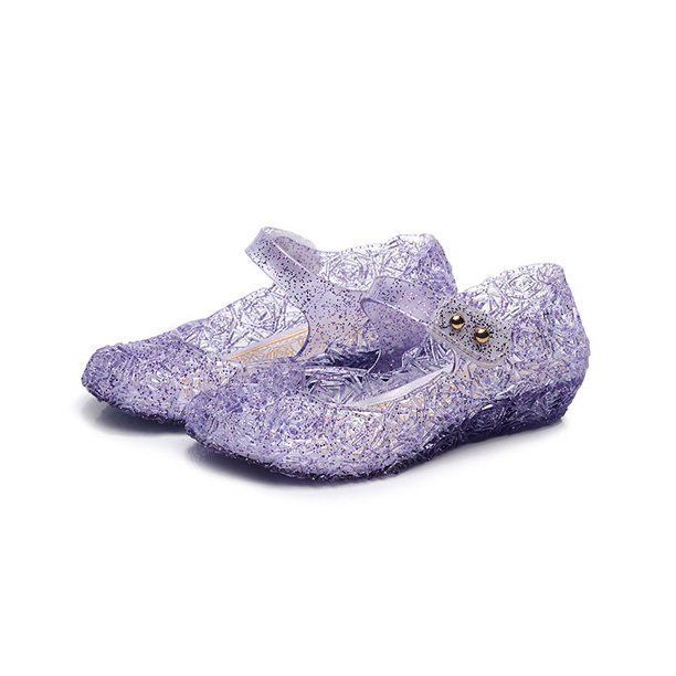 Sandalias de verano para niñas, zapatos de suela suave con cristales y hebilla de velcro, zapatos de princesa Baotou