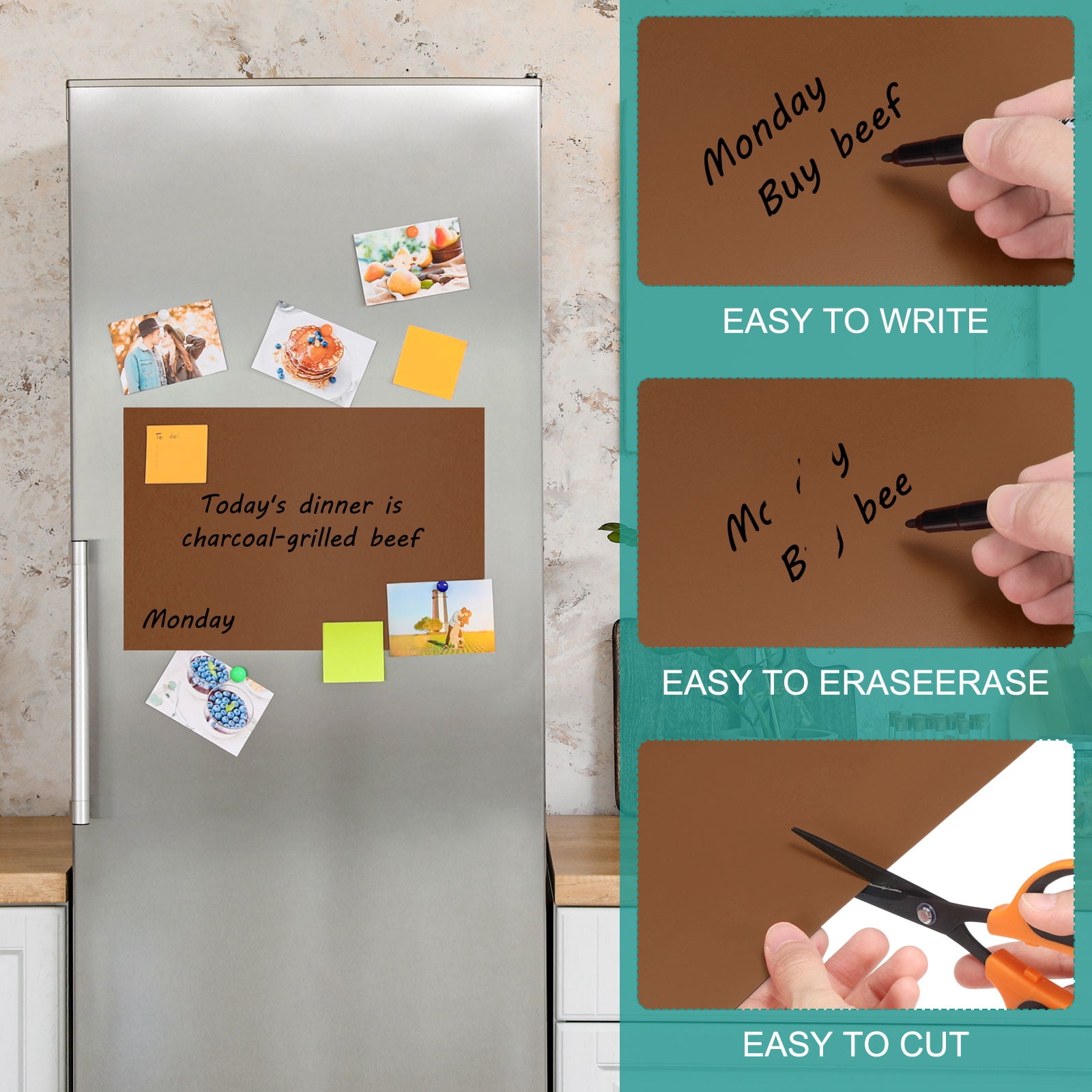 Uxcell Magnetic Dry Erase Board Sheet for Fridge, 6 Pcs 12 x 8 Inch Erasable Refrigerator Whiteboard for Kitchen for Home Kitchen Organizer Planner Office Storage, Brown (0.6mm)