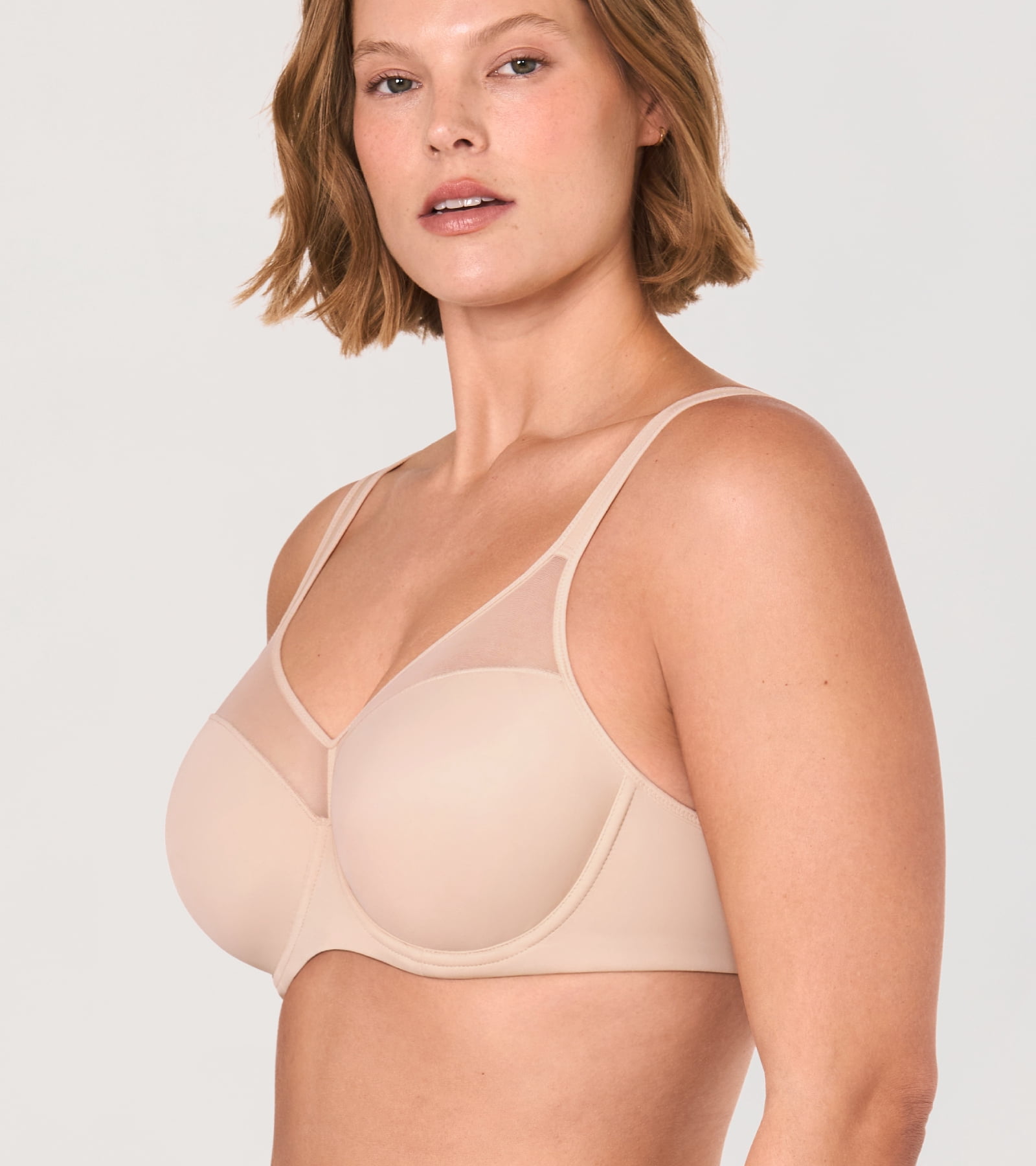 DELIMIRA Women's Full Coverage Bras Underwire Lightly Padded Plus Size Tshirt Sheer Bra