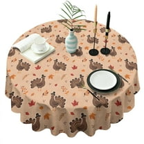 Happy Thanksgiving Day Round Tablecloth 60" X 60",Wrinkle Wipeable Table Cloth for Kitchen Dining Room Picnic Patio Party