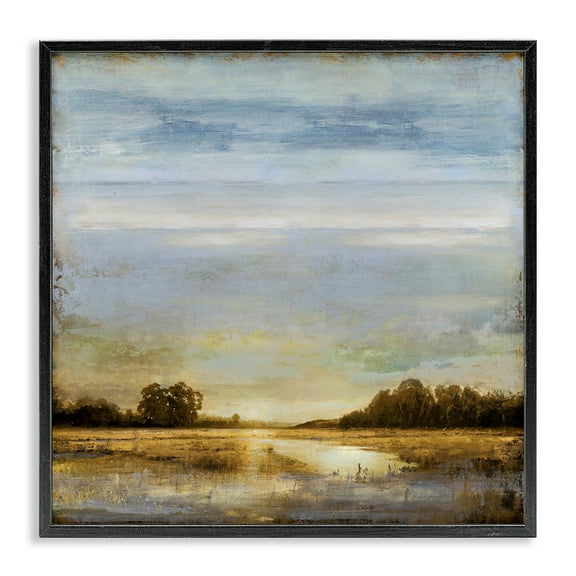 Stupell Industries Sun Reflection Landscape Landscape & Nature Painting Black Framed Art Print Wall Art, 12 x 12