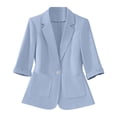 thumbnail image 4 of ClodeEU Women's Long Sleeve Notch Collar Blazer with Shoulder Pads ,Casual Work Jacket Light Blue,Women's Plus L, 4 of 8