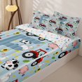 thumbnail image 3 of Catabedysis Red Cartoon Tractor Zipper Full Size Comforter Sets with Fitted Sheet and 2 Pillowcases For Boys,Farm Theme Personalized Letter F Zipper Bedding Set,Colorful Stars Reversible,4-Piece, 3 of 7