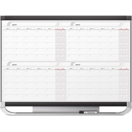 Quartet Dry Erase Calendar Board, Magnetic Whiteboard Planner, 3' x 2', 4 Months, Total Erase Surface, Prestige 2 (4MCP23P2)