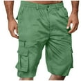 thumbnail image 2 of Titcea Men's Shorts Elastic Waist Straight Buttons Zipper Solid Color Casual Cargo Shorts Summer Trendy Work Shorts with Pockets, 2 of 6