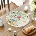 ANHXN Daisy Eucalyptus Lavender Floral Leaves Round Spring Placemats ...