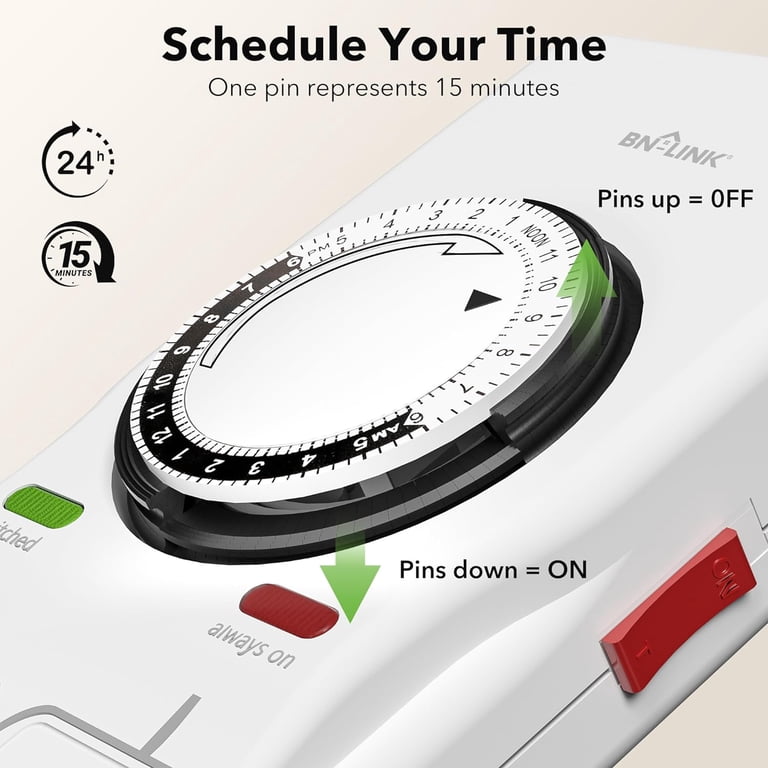 BN-LINK 8-Outlet Surge Protector with Mechanical Timer photo 3