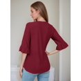 thumbnail image 4 of Weardear Women's Ruffle 3/4 Sleeves Tops Summer Fall V Neck Shirt Dressy Casual Loose Tunic Tops, 4 of 5