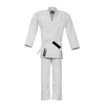TRUESAGAUSA Regular Plain Jiu Jitsu Kimono Gi Uniform Deluxe BJJ Fabric With White Belt Kids & Adults Unisex (White, K-2)