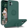 thumbnail image 1 of iPhone 11 Case, AmPm Liquid Silicone Soft Gel Rubber Slim Cover with Ring Kickstand |Car Mount Function,Shock Absorption Full Protective Anti-Scratch Case for iPhone 11, Light Green, 1 of 8