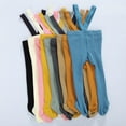 thumbnail image 5 of ITFABS Newborn Baby Suspender Overall Pantyhose Solid Color High Waist Ribbed Knit Tights Infant Spring Autumn One-piece Leggings, 5 of 5