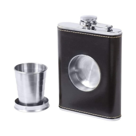 Maxam® 6.8oz Stainless Steel Flask with Built-In Cup