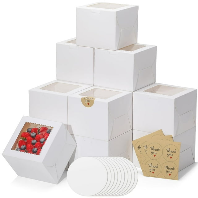 Cajas para Pasteles EQOREIIN 15x15x13 cm con Bases y Adhesivos