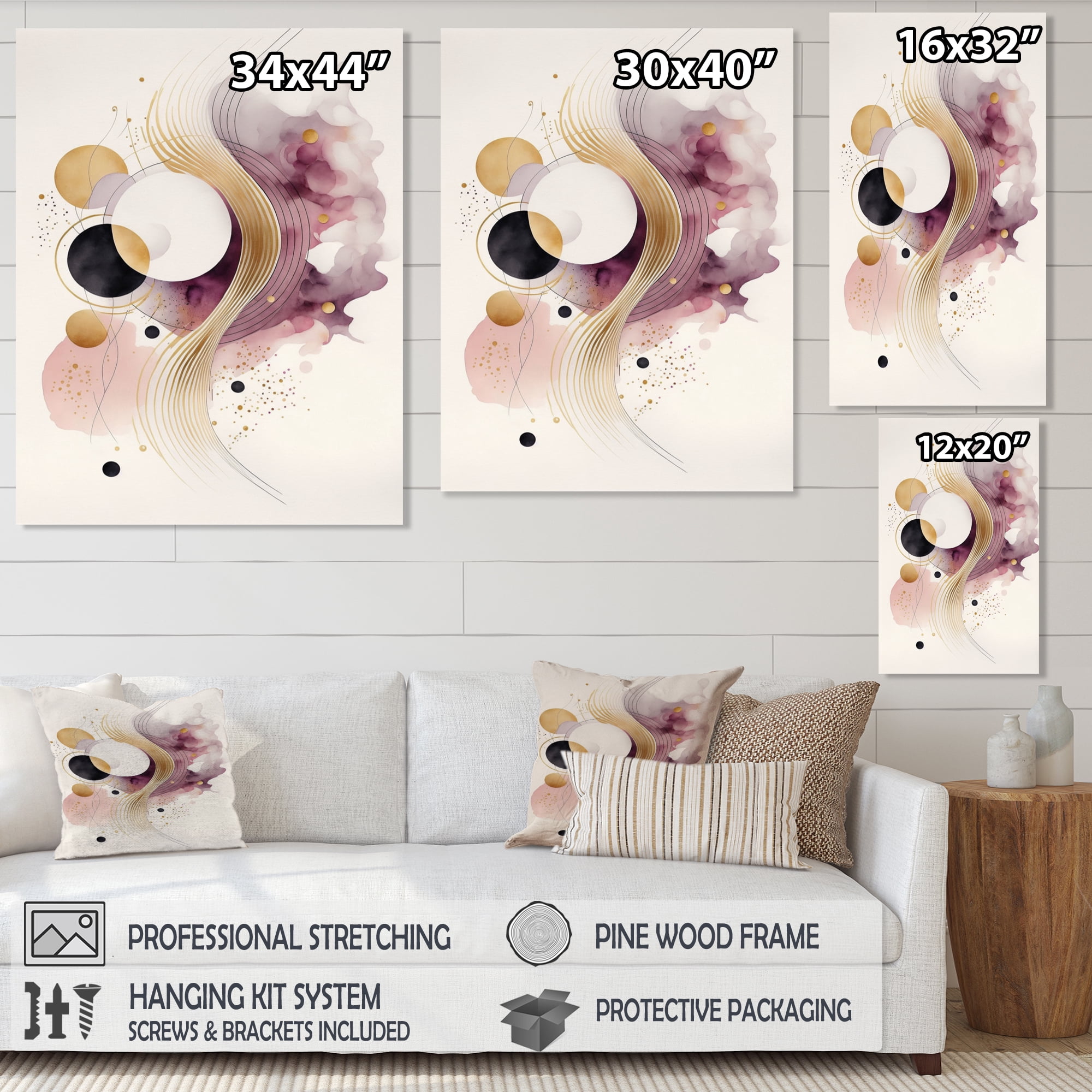Designart Deep Purple Movement I Canvas Wall Art