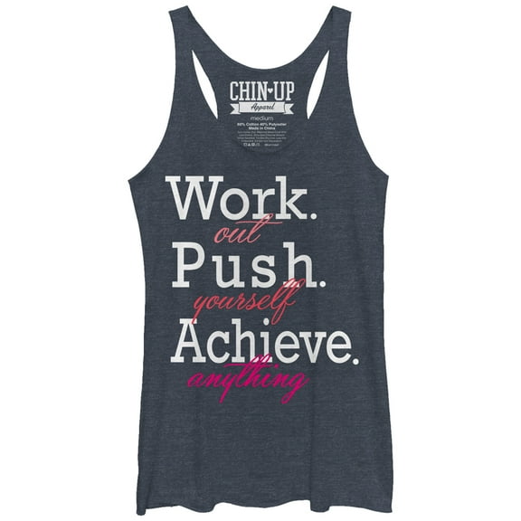 Women's CHIN UP Achieve Anything  Racerback Tank Top Navy Blue Heather Large