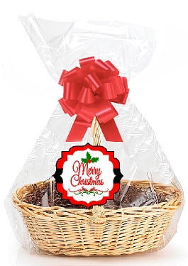 LARGE CLEAR SNOWFLAKE Cellophane Hamper BAG & BOW Basket Wrap Baby Mum Christmas