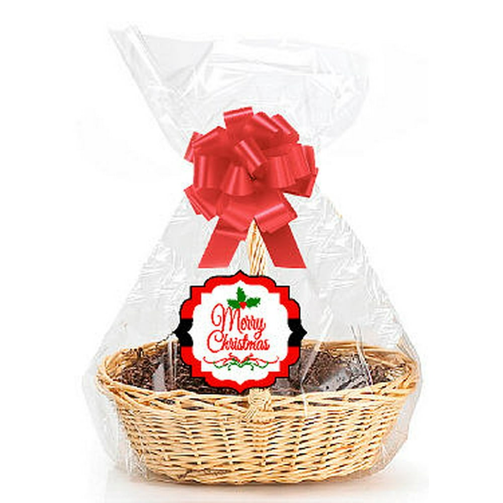 Merry Christmas 2Pack Designer Cello Bags / Tags / Bows Cellophane Gift