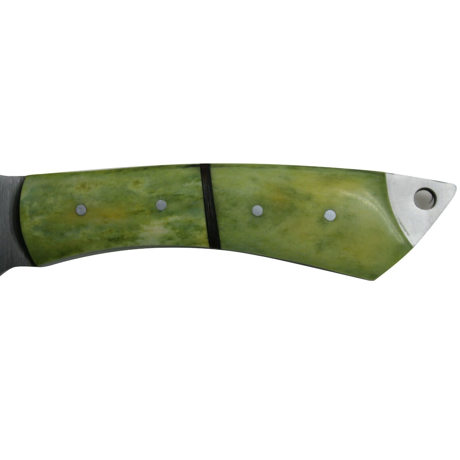 9.5" Green Gut Hook Fixed Blade Handmade Hunting Knife with Sheath