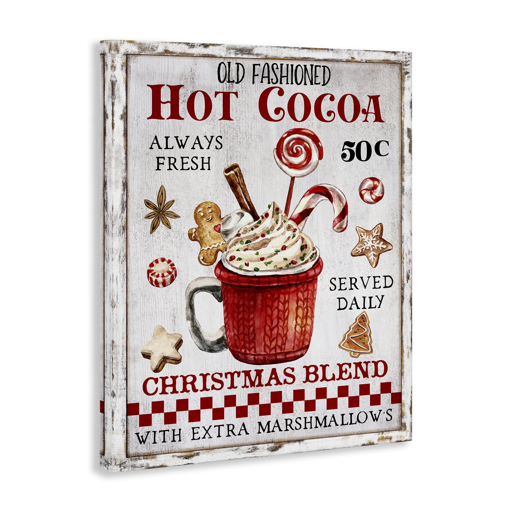 Stupell Industries Vintage Hot Cocoa Holiday Painting Gallery Wrapped Canvas Art Prints Wall Art, 36 x 48