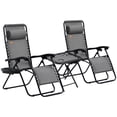 thumbnail image 1 of Outsunny Ensemble de Chaises à Gravité Zéro avec Table Pliante et Plateaux Porte-Gobelet Gris, 1 of 10