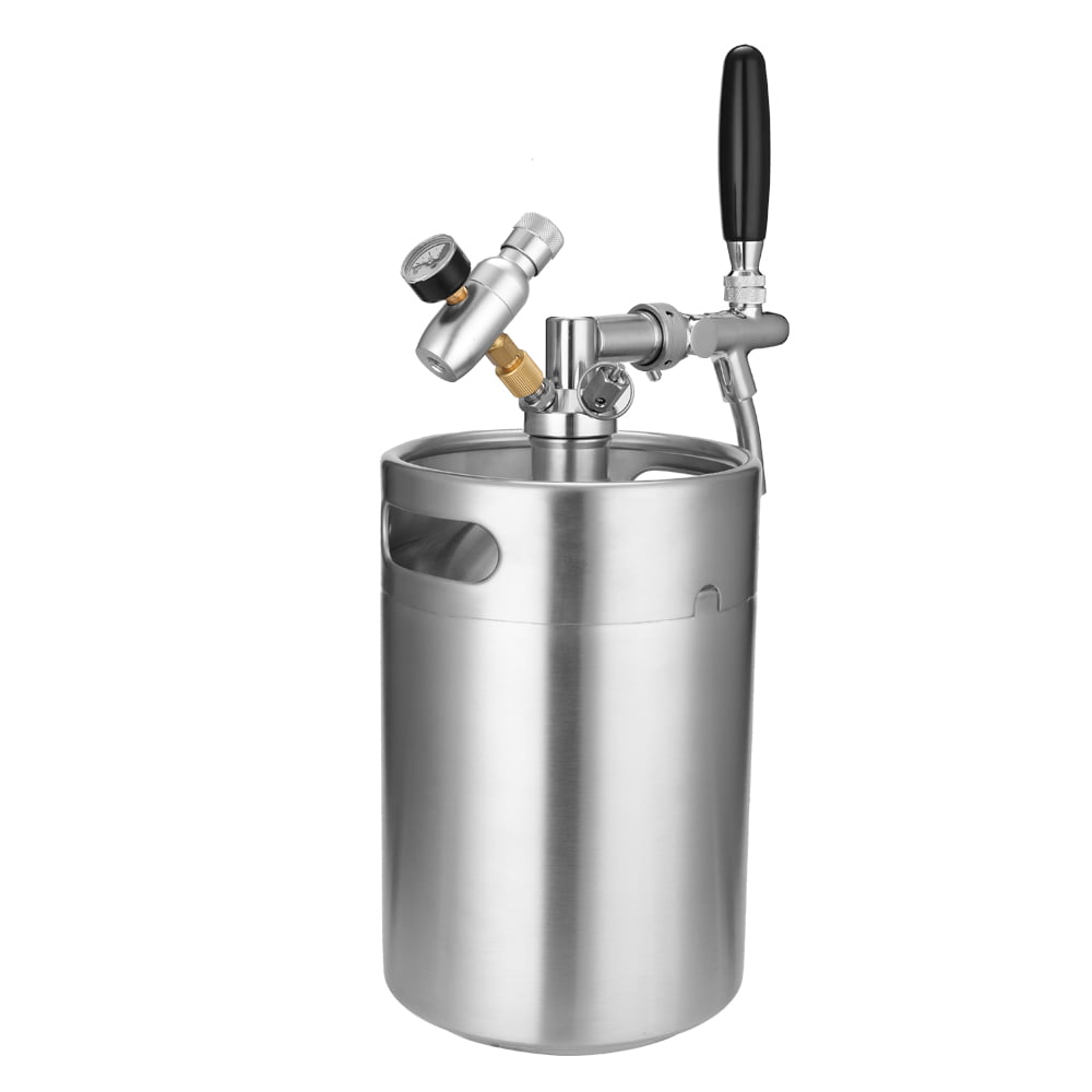 5L Mini Stainless Steel Mini Keg Spear Beer Growler Keg Dispenser+Adjustable Tap 