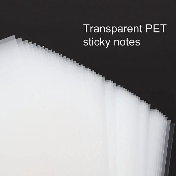 EIMELI Transparent Post-it 3x3 Notes Autocollantes 500 Feuilles Étanche  Pad PET Auto-Adhésif Clair Mémo Message Rappel (Blanc) 