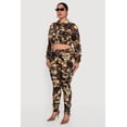 thumbnail image 4 of Women's Plus Size Side Ruched Patterned Zip Front Cropped Jacket, 4 of 5