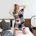 thumbnail image 3 of Wukai Heart Black Buffalo Plaid Gingham Women's Pajama Set,Short-Sleeve Top and Shorts with Elastic Waistband and Pockets for Loungewear, Yoga, and Casual Wear-4X-Large, 3 of 8