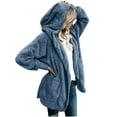 thumbnail image 2 of LSLJS Veste en Molleton Duveteux pour Femmes, Unie, Ample, Ouverte à l'Avant, Cardigan à Capuche, Manteaux, Vêtements d'Extérieur avec Poches, 2 of 6
