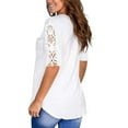 thumbnail image 3 of UPPADA Short Sleeve T Shirts for Women Summer Elegant White Tops Button Lace Blouse Casual Going Out Tunic Daily Tees, 3 of 7