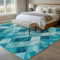 thumbnail image 4 of Teal Blue Diamond Large Area Rugs 5x8 ft Modern Geometric Lines Vintage Washable Rug Non Slip Indoor Carpet Absorbent Floor Mat for Living Room Bedroom Dining Room, 4 of 9