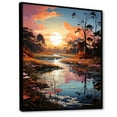 thumbnail image 2 of Designart "Enchanted River Sunrises" Landscape Lake River Floater Framed Wall Art Living Room, 2 of 5