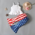 thumbnail image 4 of SONGGE Toddler Girls Sleeveless Independence Day 4 Of July Ribbed Tops O-Neck Vest Pants Outfit Sets Cartoon Holiday Clothes Sets, 4 of 7