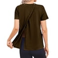 thumbnail image 4 of Domuza Post Surgery Shirts for Women Comfortable Adaptive Medical Short Sleeve Crew Neck Tee Shirts Open Back Wear Sofy Solid Color Recovery Clothing with Pockets Light Brown XL, 4 of 8