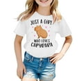 thumbnail image 3 of WhouRiu Big Girl's Tshirt Short Sleeve Capybara Print Casual Tee Shirt Kids Soft Loose Athletic Casual T Shirts White,Sized 10-11, 3 of 3
