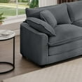 thumbnail image 3 of Modern L-Shaped Grey Corduroy Sofa with Portable Ottoman, 220×80×75cm, 3 of 16