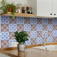thumbnail image 2 of Mi Alma Retro Spanish Blue Brown Tile Stickers - Removable Vinyl 4x4, 24 pcs, 2 of 11