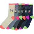 thumbnail image 2 of ToBeInStyle Women's Pack of 6 Fashion Printed Crew Sock - Teddy Bear, 2 of 7