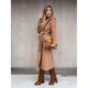 thumbnail image 2 of Women's Faux Wool Coat with Belt Long Sleeves Coat Fashion Notched Lapel Coat Outwear Long Overcoat for Autumn Winter XL White, 2 of 4